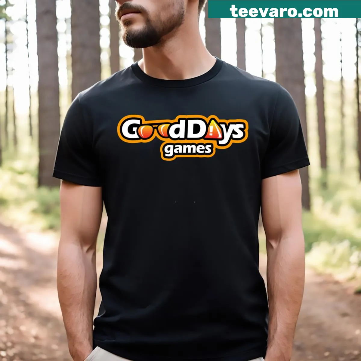Gooddays Games Logo T-shirt featuring the iconic logo front and center — on a men's t-shirt