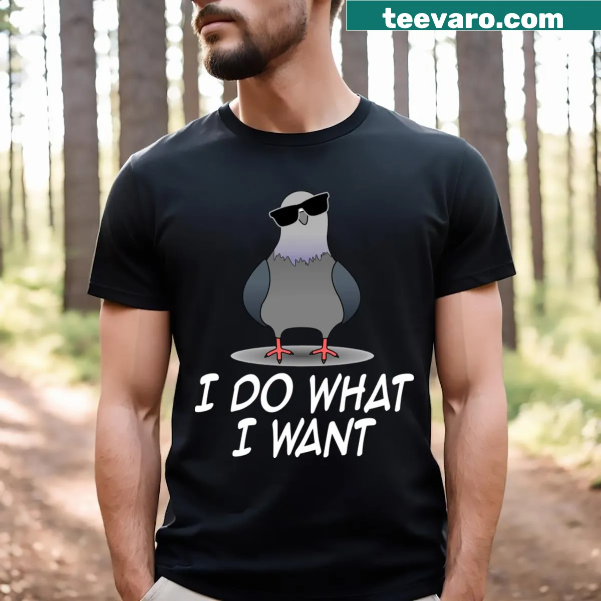 Regal pigeon in flight illustration on T-shirt — on a men's t-shirt