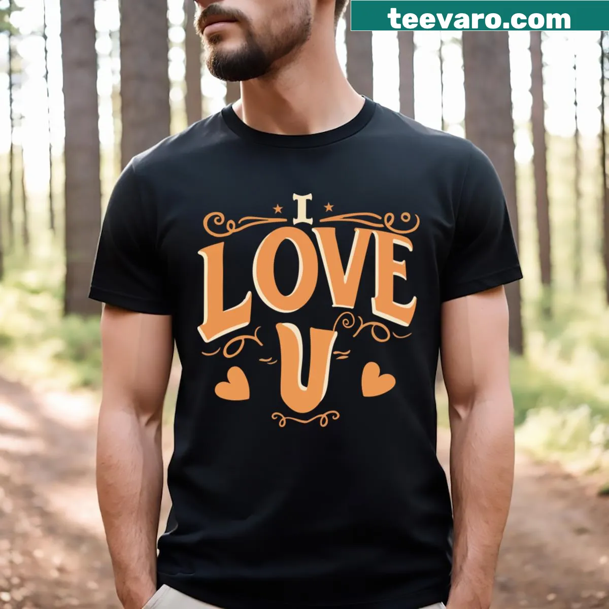 Vintage t-shirt with the phrase 'I Love U' in playful lettering — on a men's t-shirt