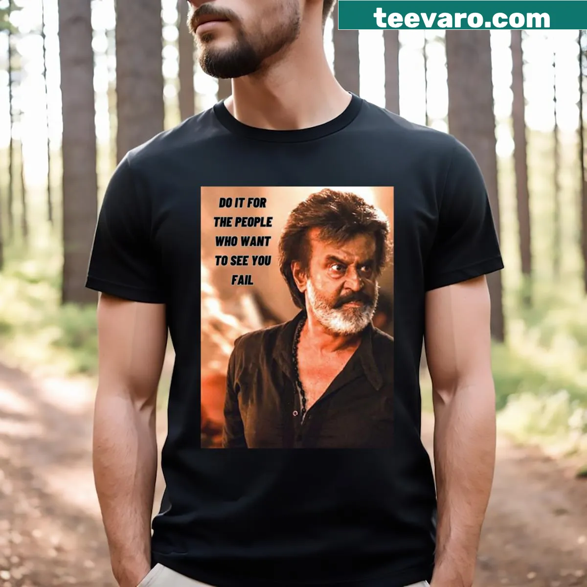 Limited edition t-shirt featuring Rajinikanth's name in stylish lettering — on a men's t-shirt