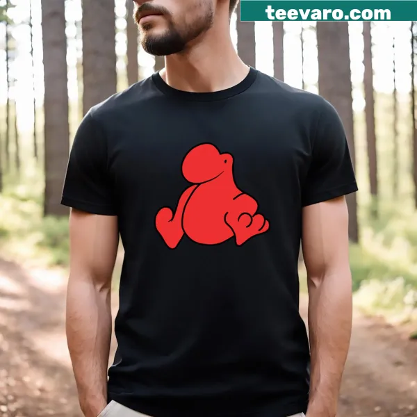 Whimsical nerdy creature illustration in dark lines on t-shirt
