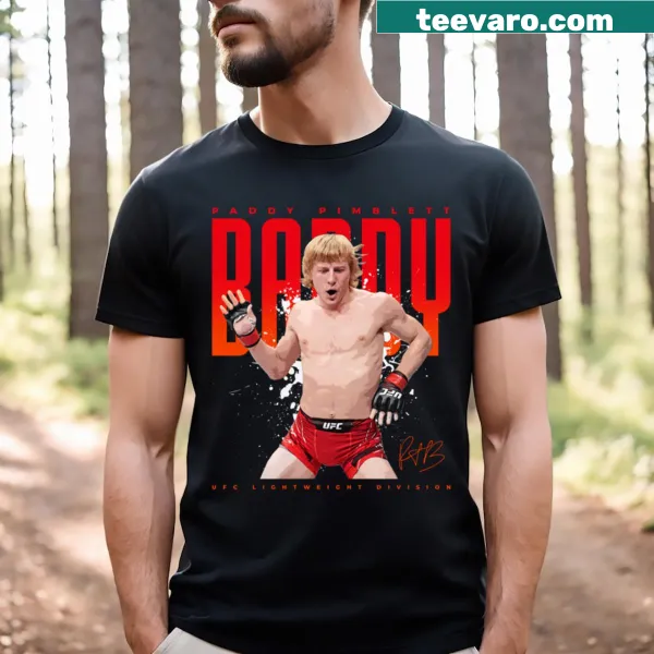 Illustration of Paddy Pimblett on a bold sports t-shirt