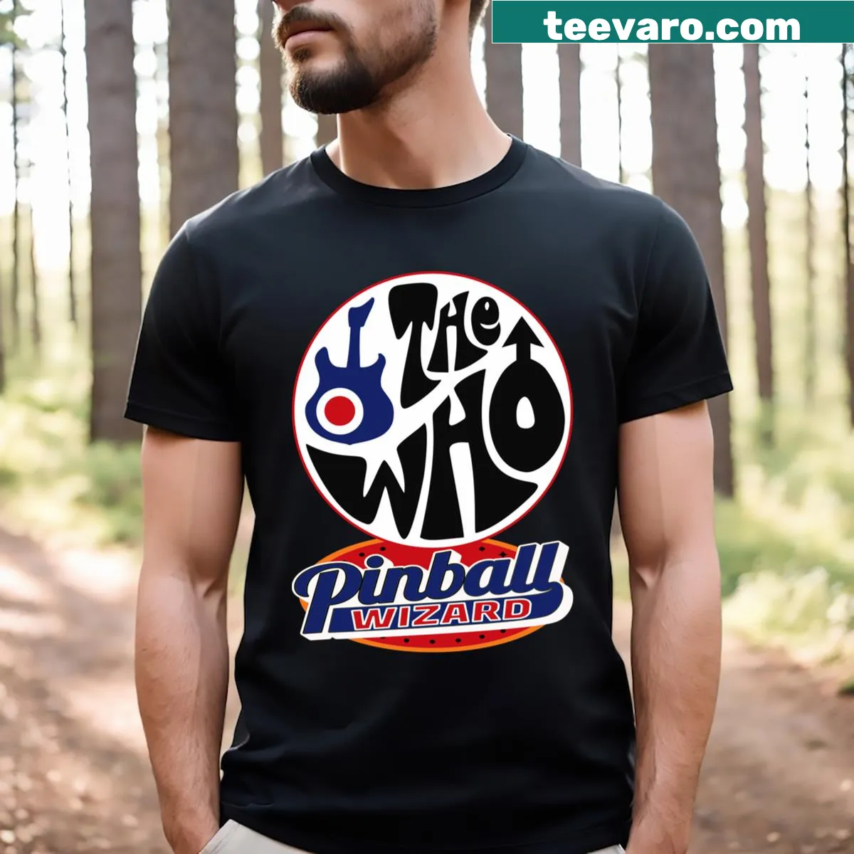 Retro pinball wizard graphic on a vintage gaming t-shirt — on a men's t-shirt