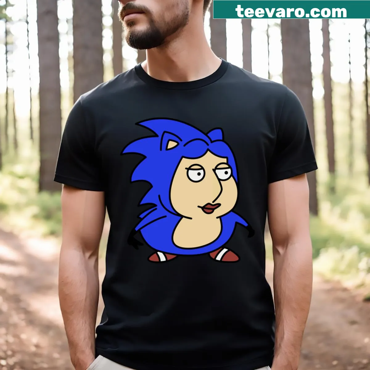 T-shirt featuring a playful graphic of Lois from the Sonic universe — on a men's t-shirt