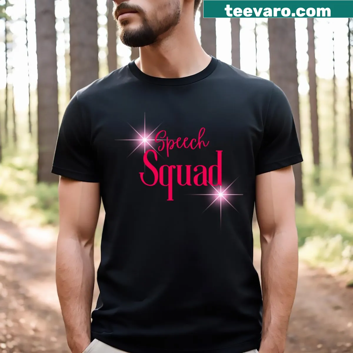 Informative T-shirt showcasing roles in speech therapy and pathology. — on a men's t-shirt