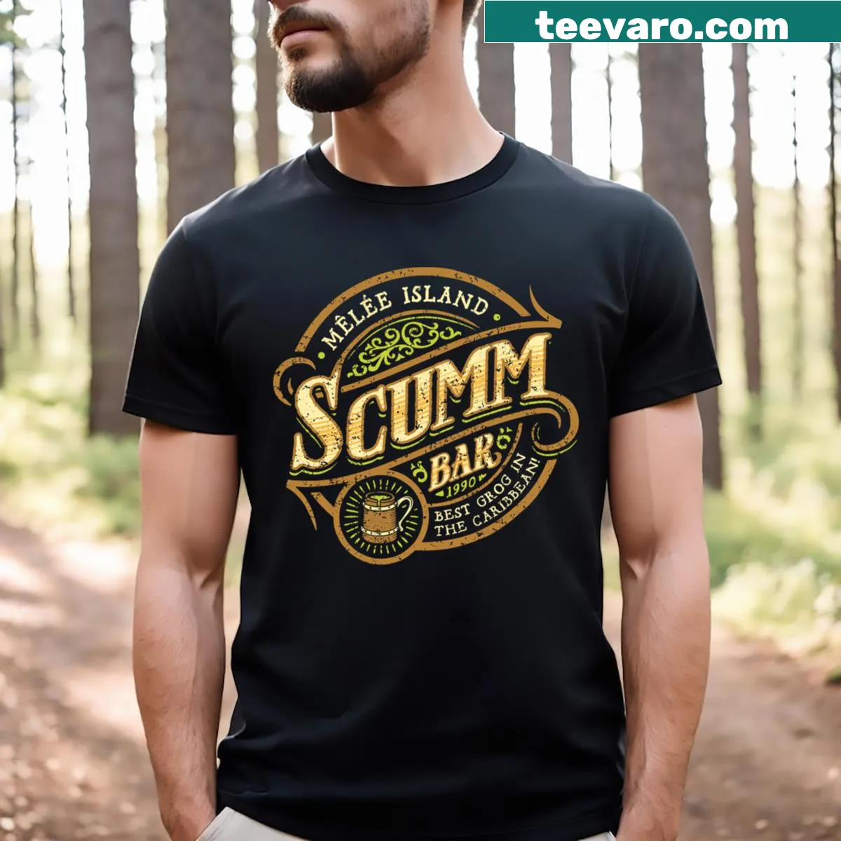 Pirate bar graphic on a casual t-shirt — on a men's t-shirt