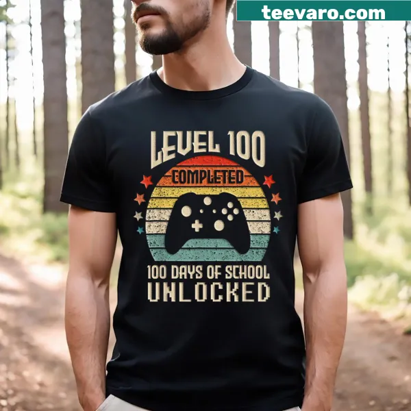 T-shirt celebrating 100th day of school with video game theme