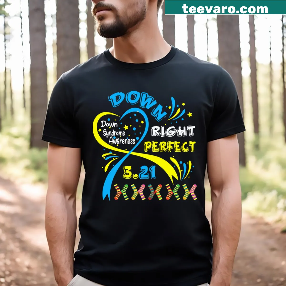 Inspirational t-shirt with '321' for Down Syndrome awareness — on a men's t-shirt
