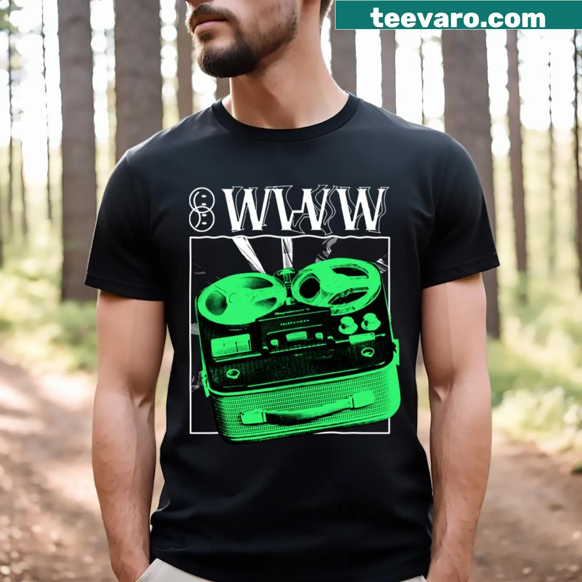 Music-themed t-shirt with playful design — on a men's t-shirt
