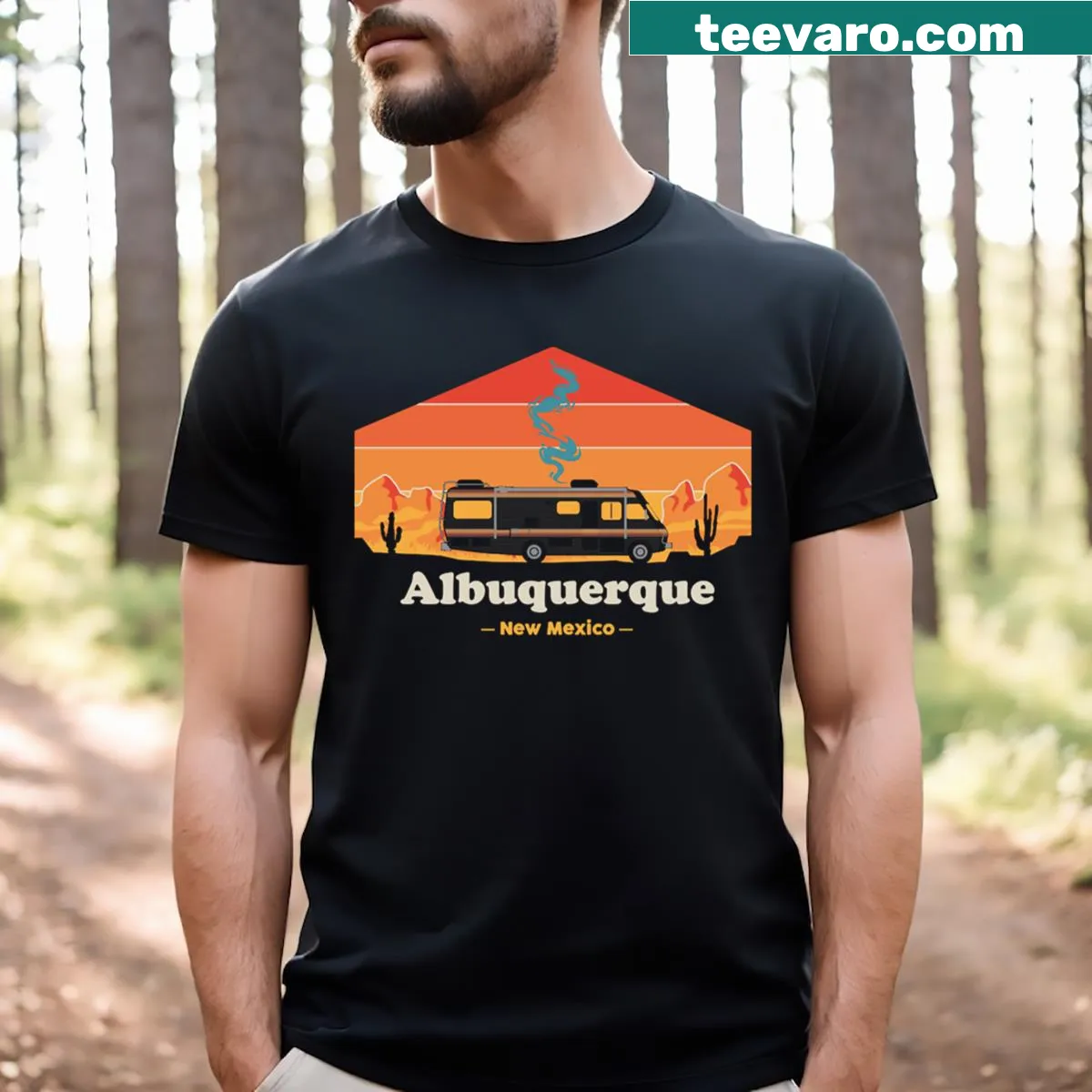 Illustrative T-shirt celebrating Albuquerque from Breaking Bad — on a men's t-shirt