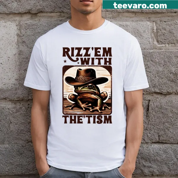 Funny cowboy frog graphic promoting autism awareness on a T-shirt