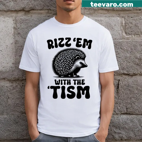 Funny hedgehog graphic promoting autism awareness on a T-shirt