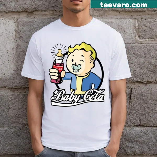 Cartoon graphic of a cola bottle on a T-shirt