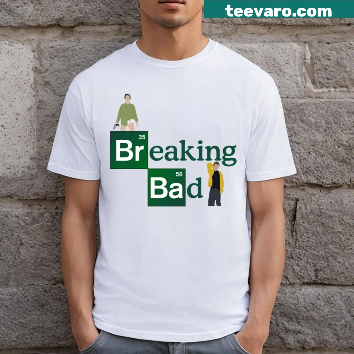 Breaking Bad logo T-shirt featuring iconic series branding — on a men's t-shirt
