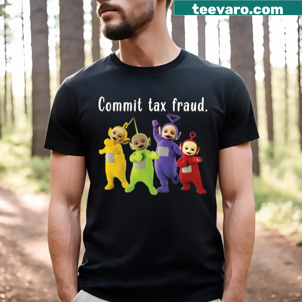Humorous tax-related saying on t-shirt — on a men's t-shirt