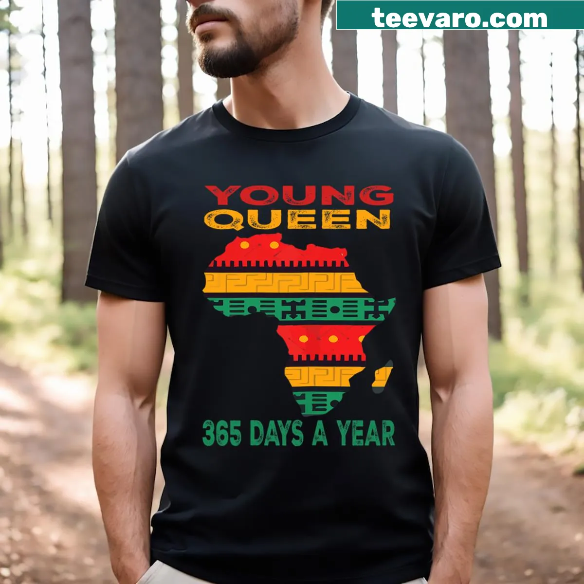 Illustration of a girl with Kente cloth design celebrating African heritage — on a men's t-shirt