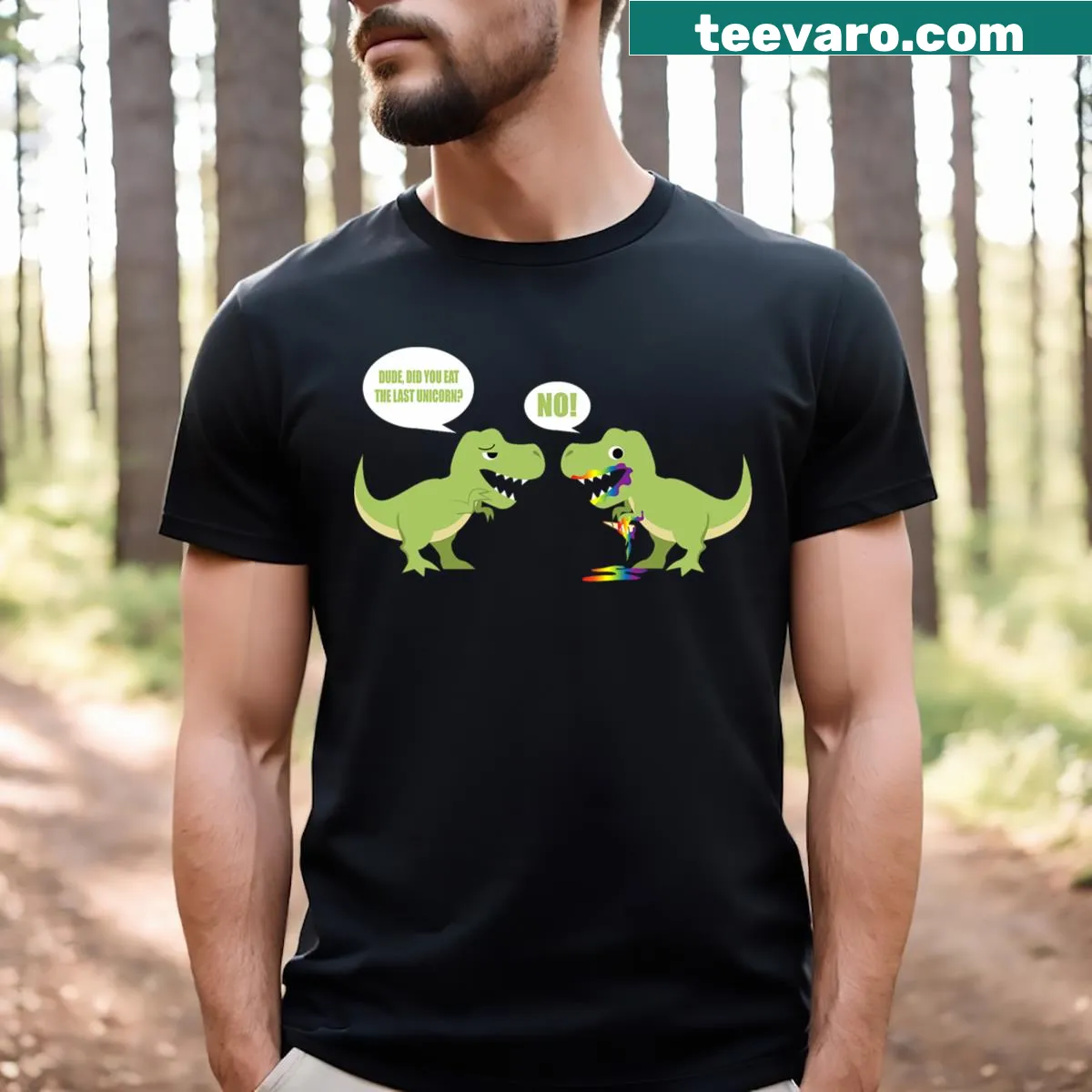Humorous t-shirt featuring unicorn-themed text — on a men's t-shirt