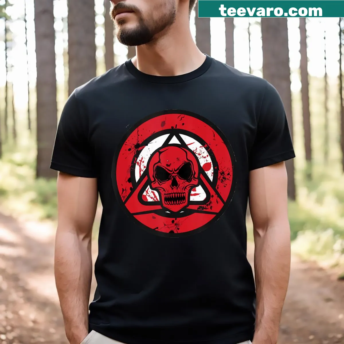 Biohazard skull graphic on a Cyber Goth T-shirt — on a men's t-shirt