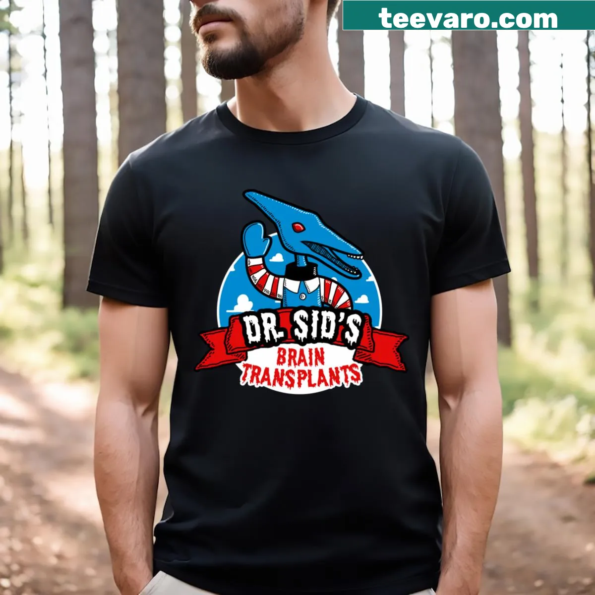 Funny brain transplant themed shirt with clever text and graphic — on a men's t-shirt