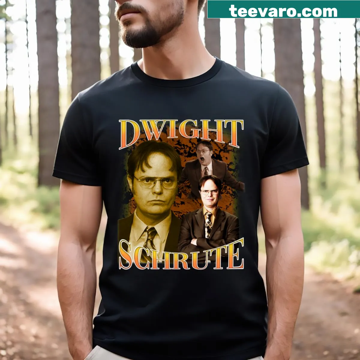 Vintage Dwight Schrute t-shirt with a faded graphic — on a men's t-shirt