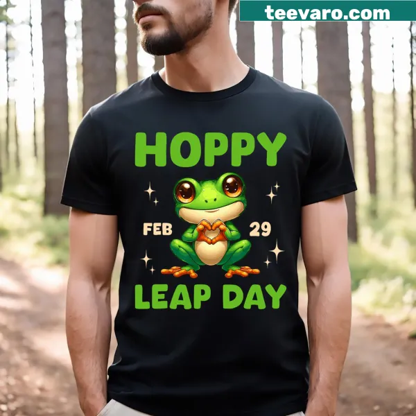 Cute frog design celebrating Leap Day birthday t-shirt