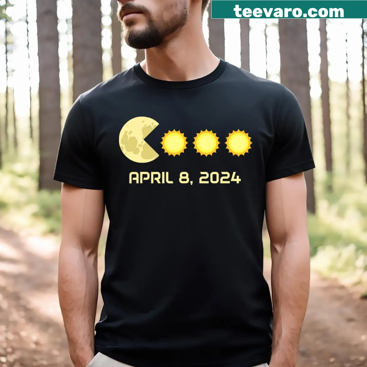 Playful cosmic theme t-shirt featuring moon and sun — on a men's t-shirt