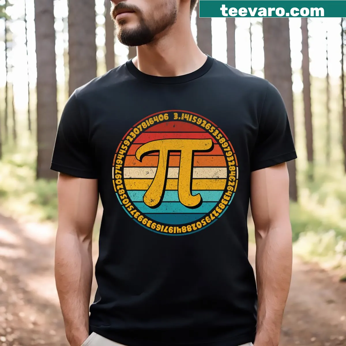 Spiral design featuring pi symbol on a humorous T-shirt — on a men's t-shirt