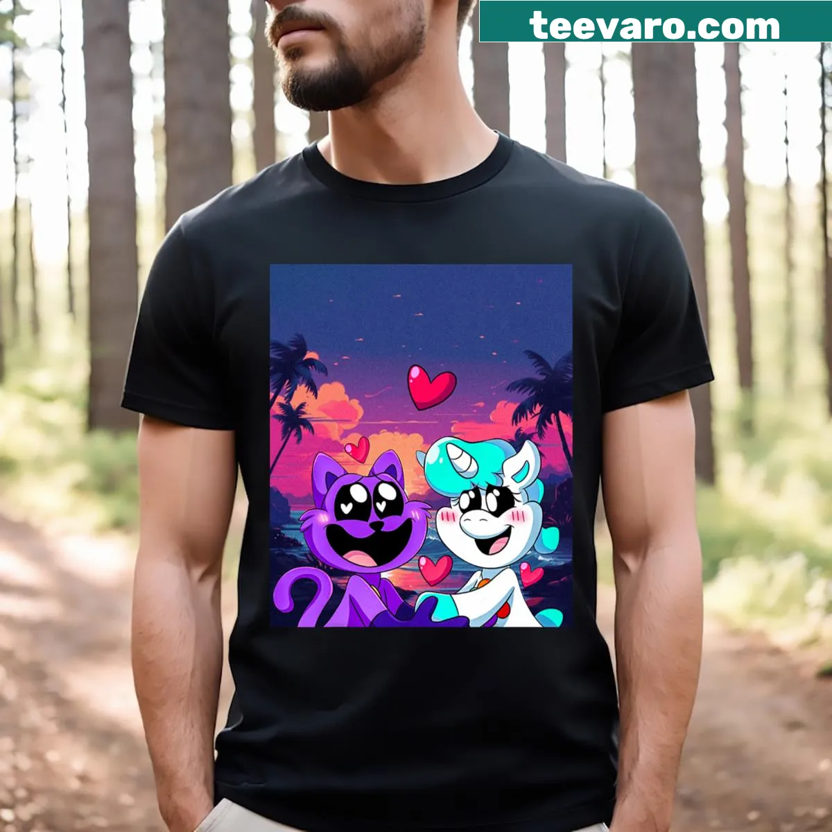 Cartoon design of happy animals on a T-shirt — on a men's t-shirt