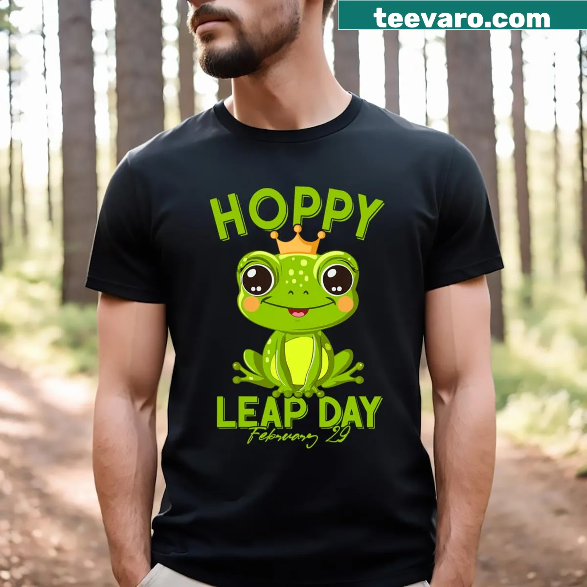 Leap Day t-shirt for girls with a crown and playful text — on a men's t-shirt