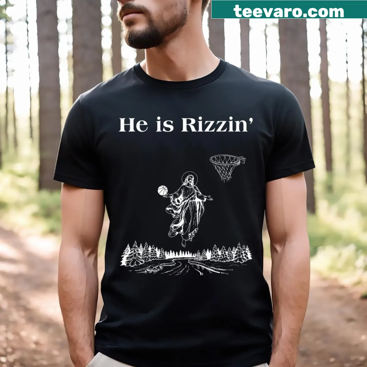Funny retro t-shirt combining faith and basketball — on a men's t-shirt