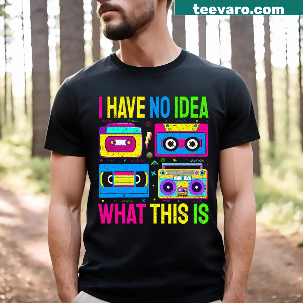 Humorous shirt featuring retro-inspired text about fashion confusion — on a men's t-shirt