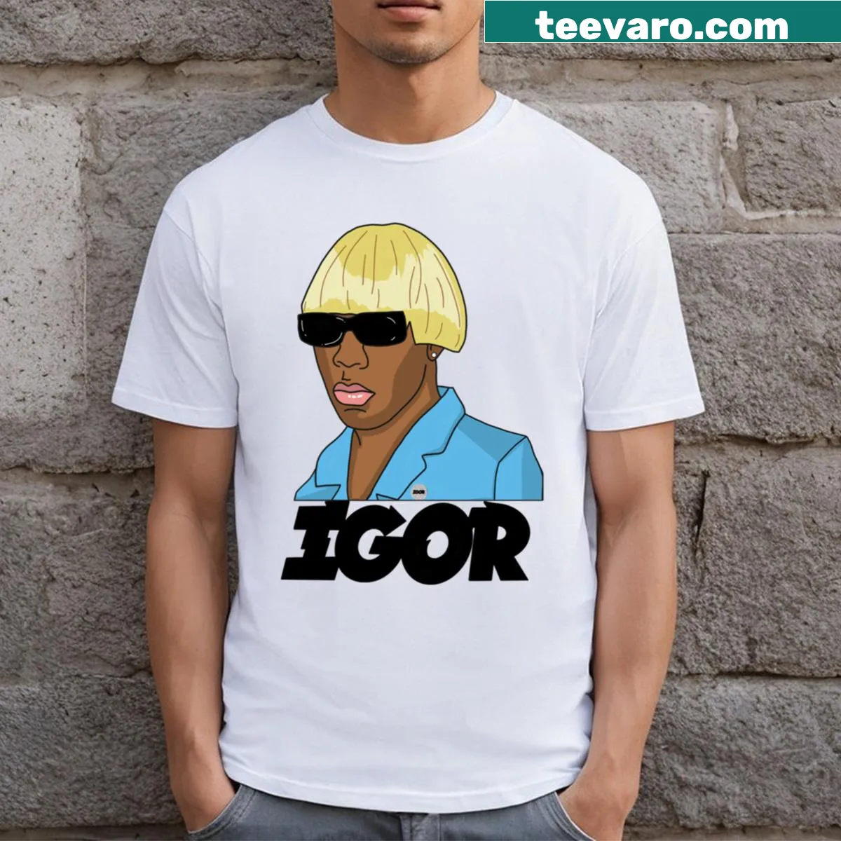 Whimsical Igor-themed T-shirt with playful illustration — on a men's t-shirt