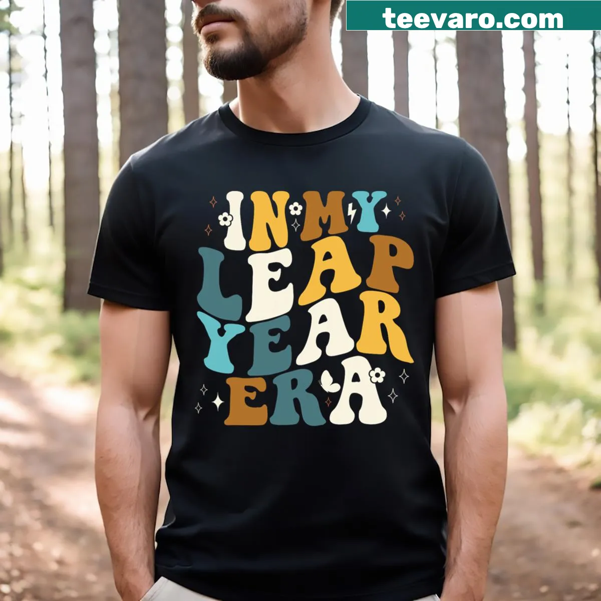 Leap year birthday t-shirt with unique graphics for February 29th — on a men's t-shirt