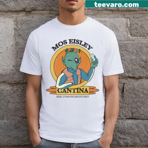 T-shirt featuring illustrations of Mos Eisley Cantina from Star Wars