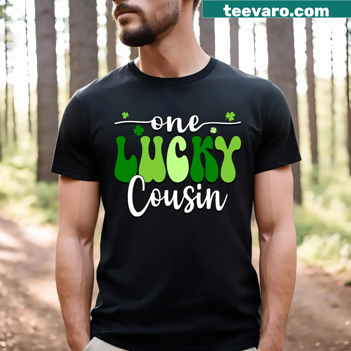 Retro St. Patrick's Day T-shirt with the phrase 'One Lucky Cousin' — on a men's t-shirt