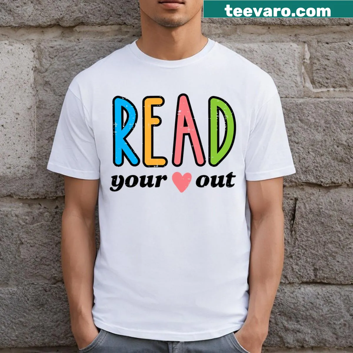 Literary themed T-shirt celebrating reading and librarianship — on a men's t-shirt