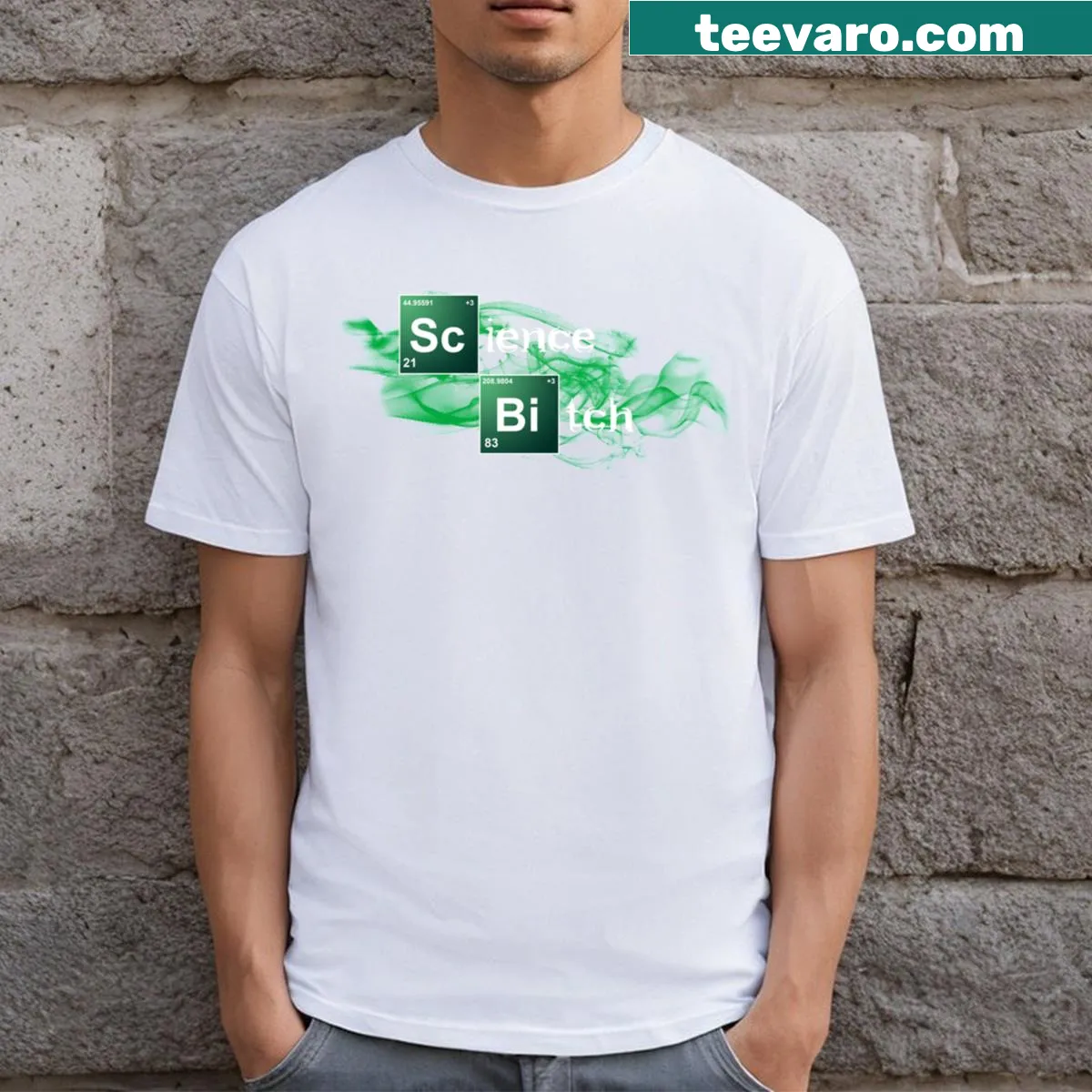 Humorous Science Bitch graphic T-shirt for casual wear — on a men's t-shirt