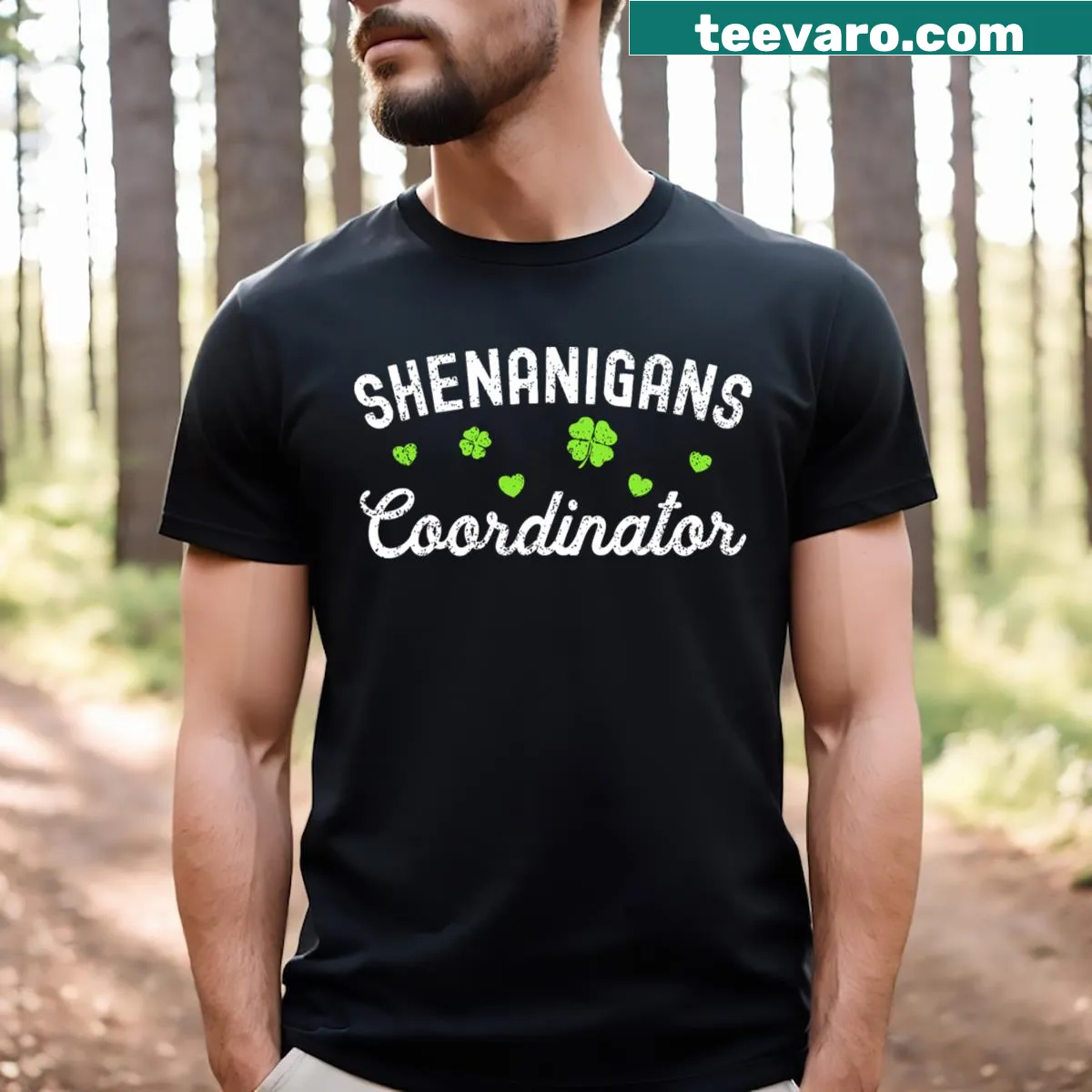 Cheerful graphic T-shirt for teachers on St. Patrick's Day — on a men's t-shirt