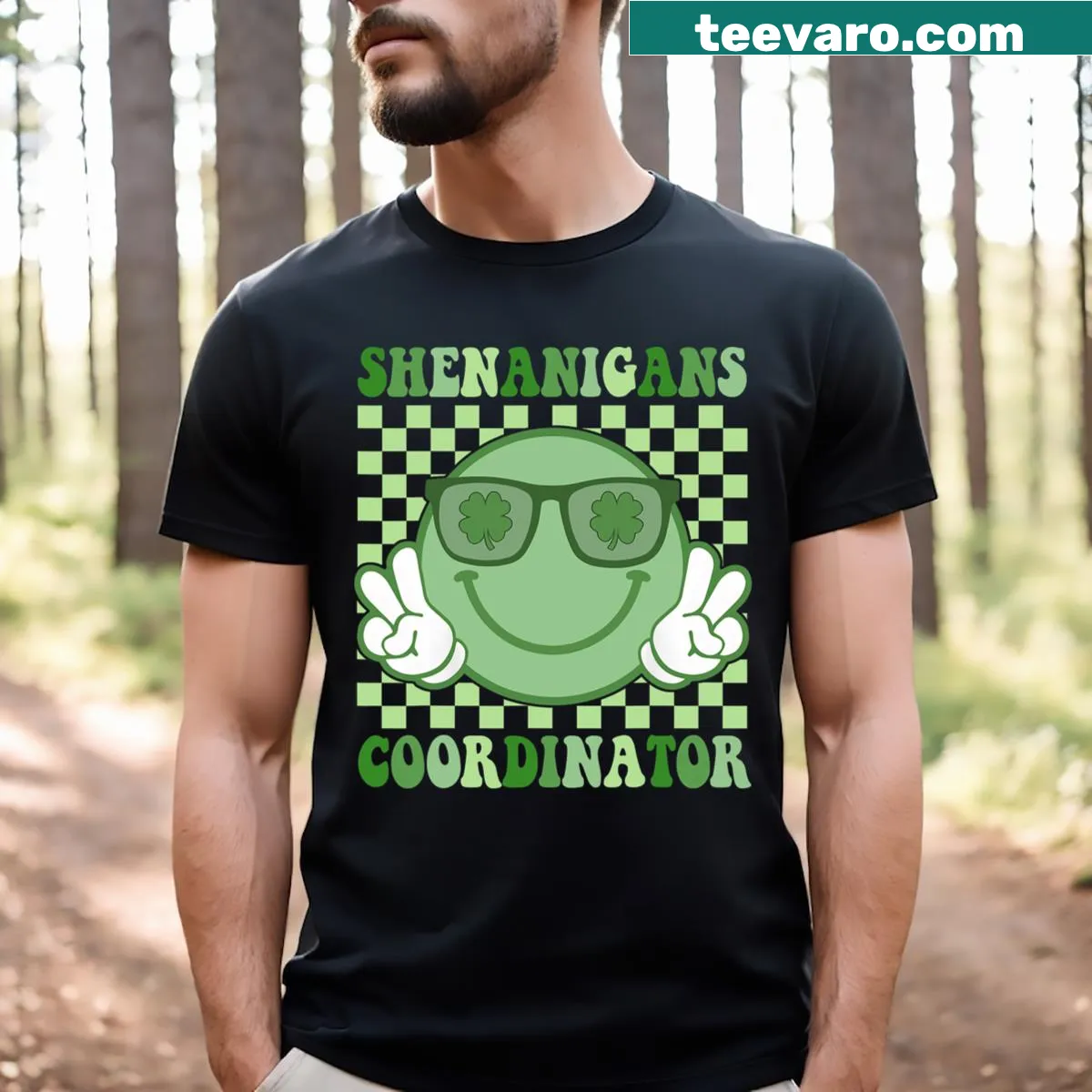 St. Patrick's Day shirt for teachers saying 'Shenanigans Coordinator' — on a men's t-shirt