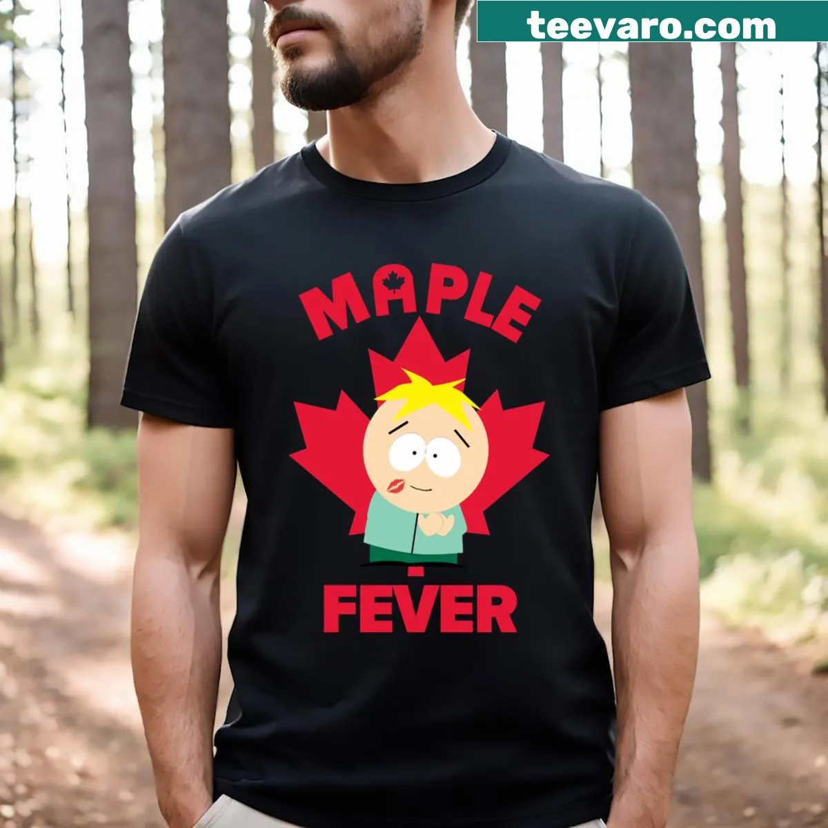 South Park Butters graphic on Maple Fever T-shirt — on a men's t-shirt