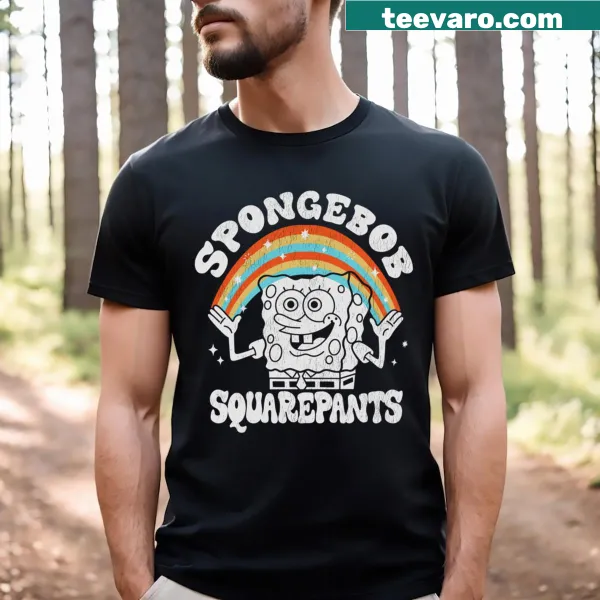 Vintage Spongebob t-shirt with rainbow graphic and playful design