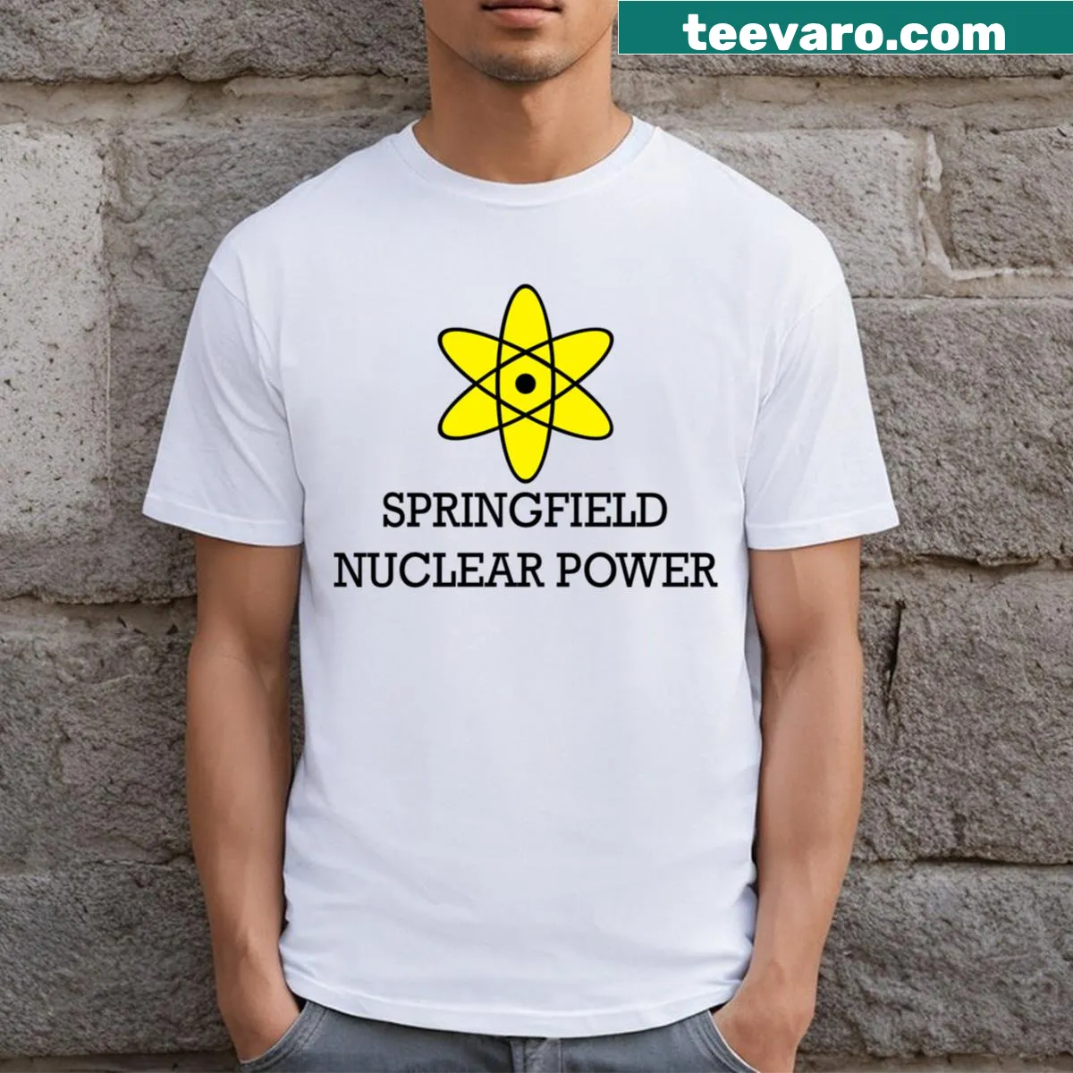 Springfield Nuclear Power t-shirt with bold typography design — on a men's t-shirt