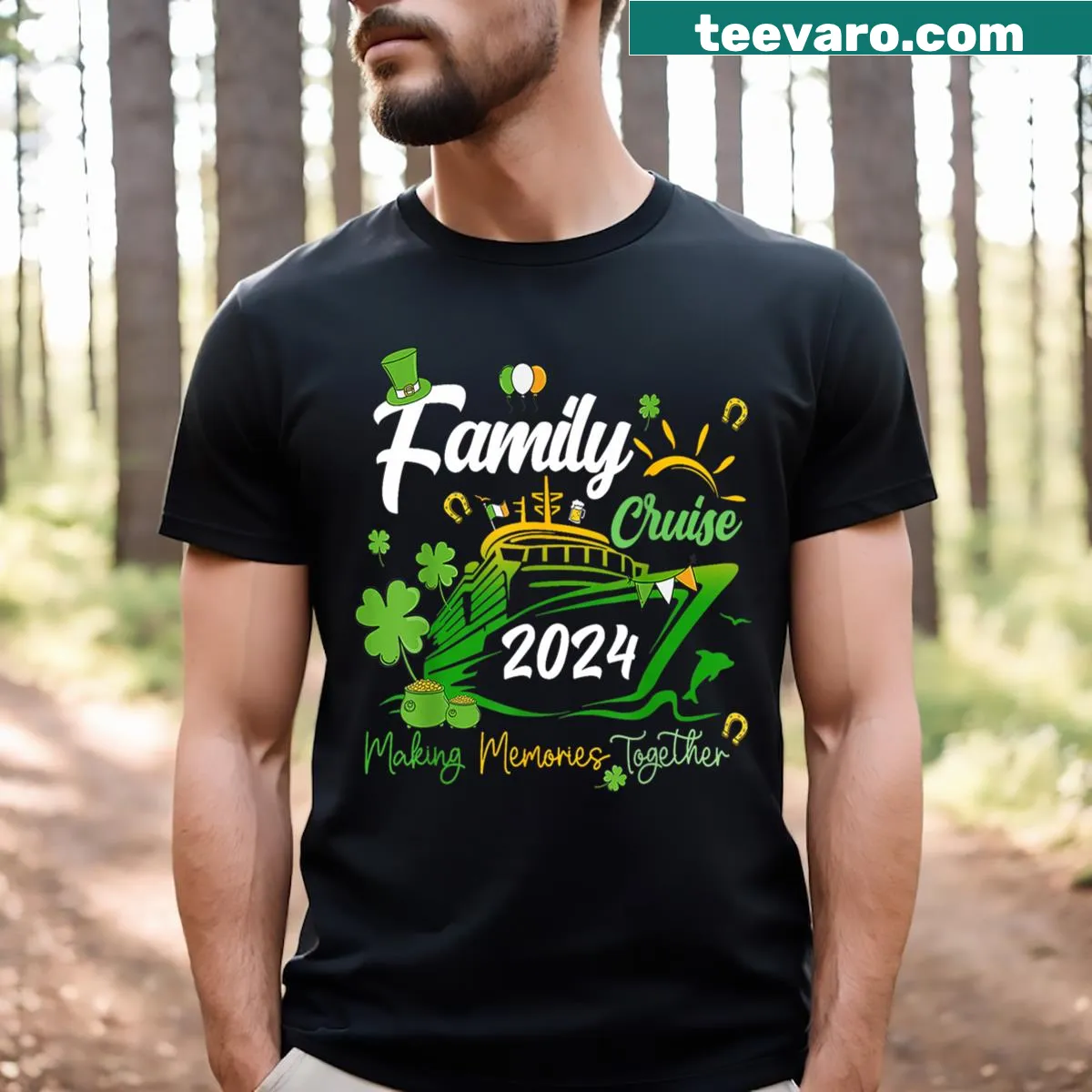 St Patrick's Day cruise family matching costume t-shirt — on a men's t-shirt
