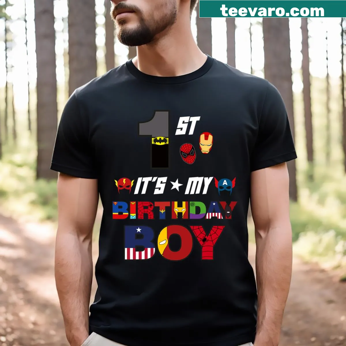 It's My Birthday Boy superhero T-shirt for a 1 year old — on a men's t-shirt