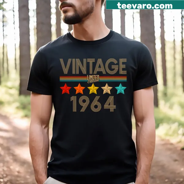 Vintage 60th birthday T-shirt celebrating 1964 with distressed design