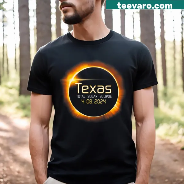 Graphic T-shirt commemorating the 2024 solar eclipse in Texas