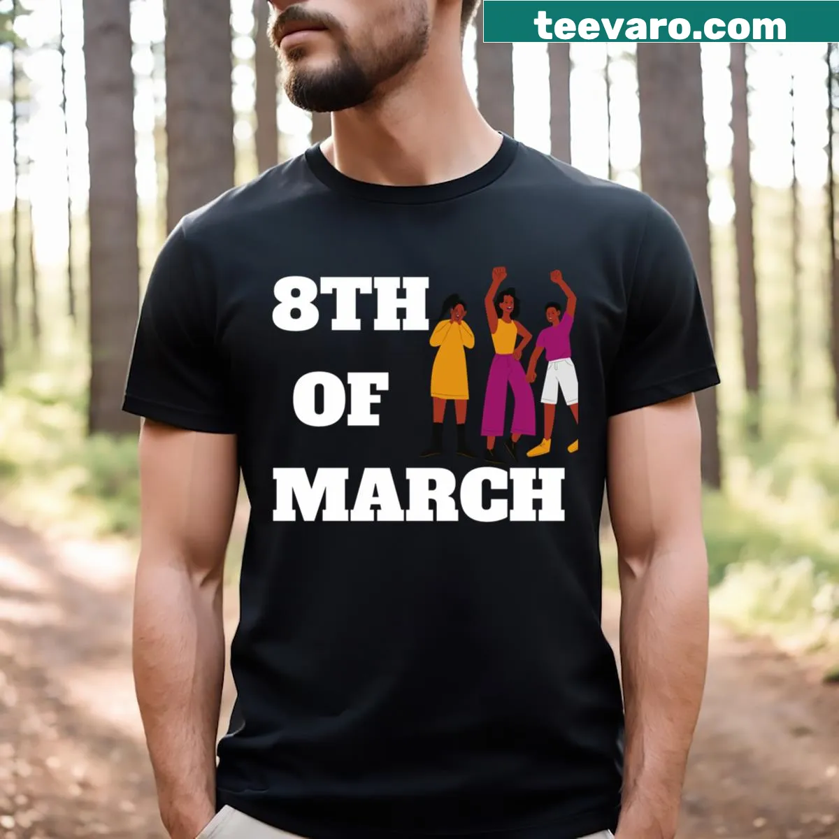 T-shirt celebrating International Women's Day on March 8 — on a men's t-shirt