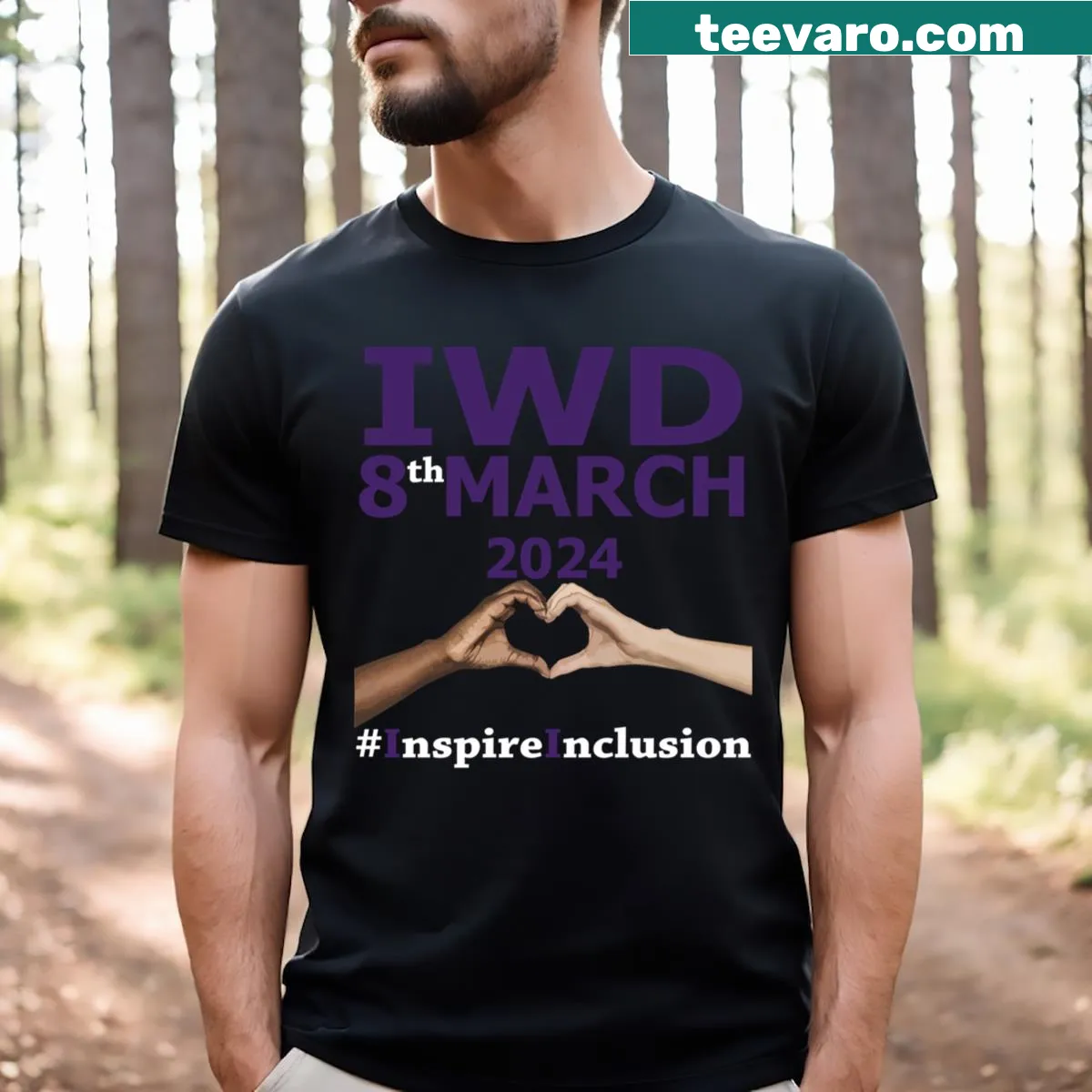 T-shirt promoting inclusion for International Women's Day 2024 — on a men's t-shirt