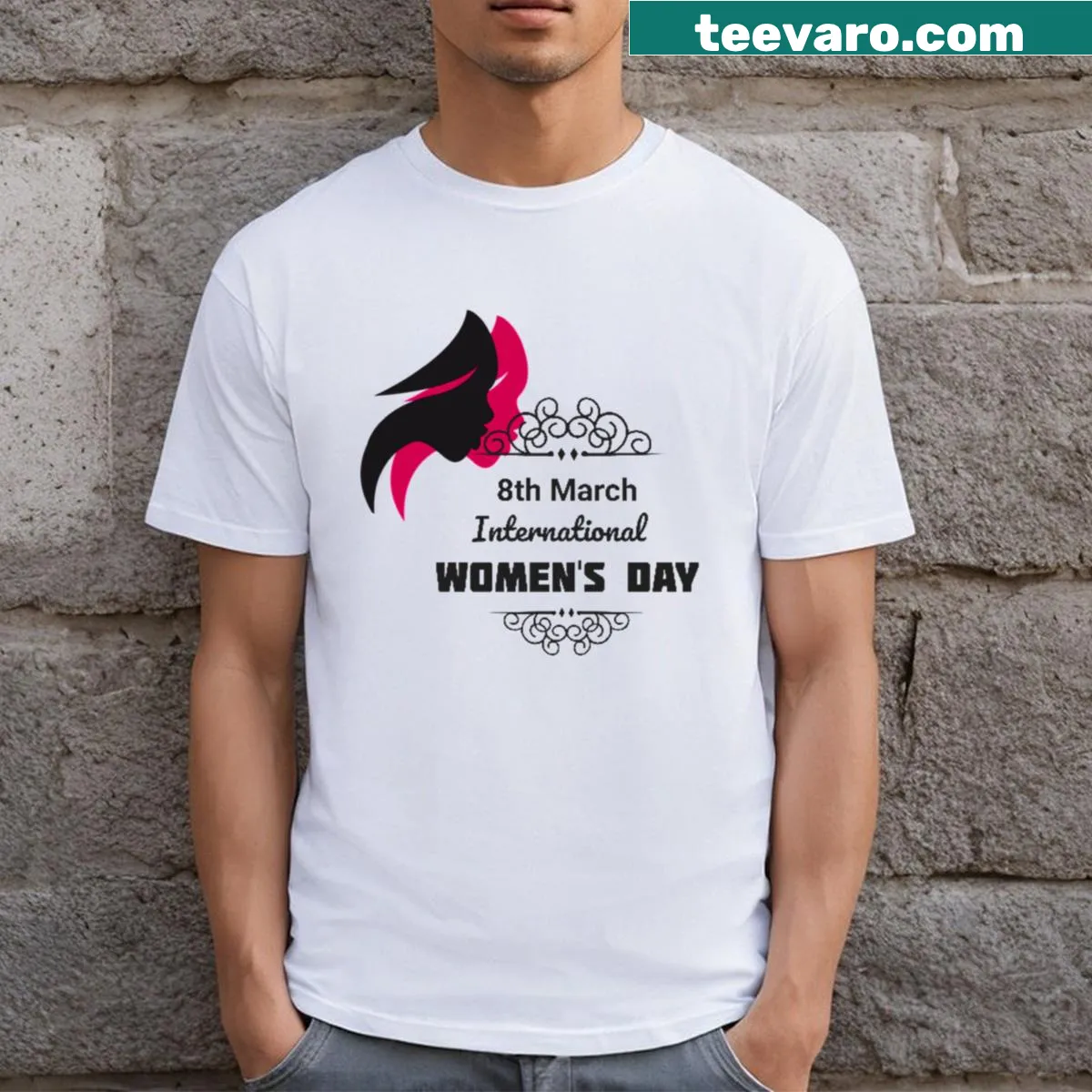 T-shirt commemorating International Women's Day on March 8th — on a men's t-shirt