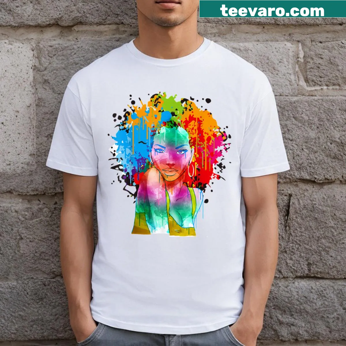 Humorous Afro-themed illustration on T-shirt for men — on a men's t-shirt